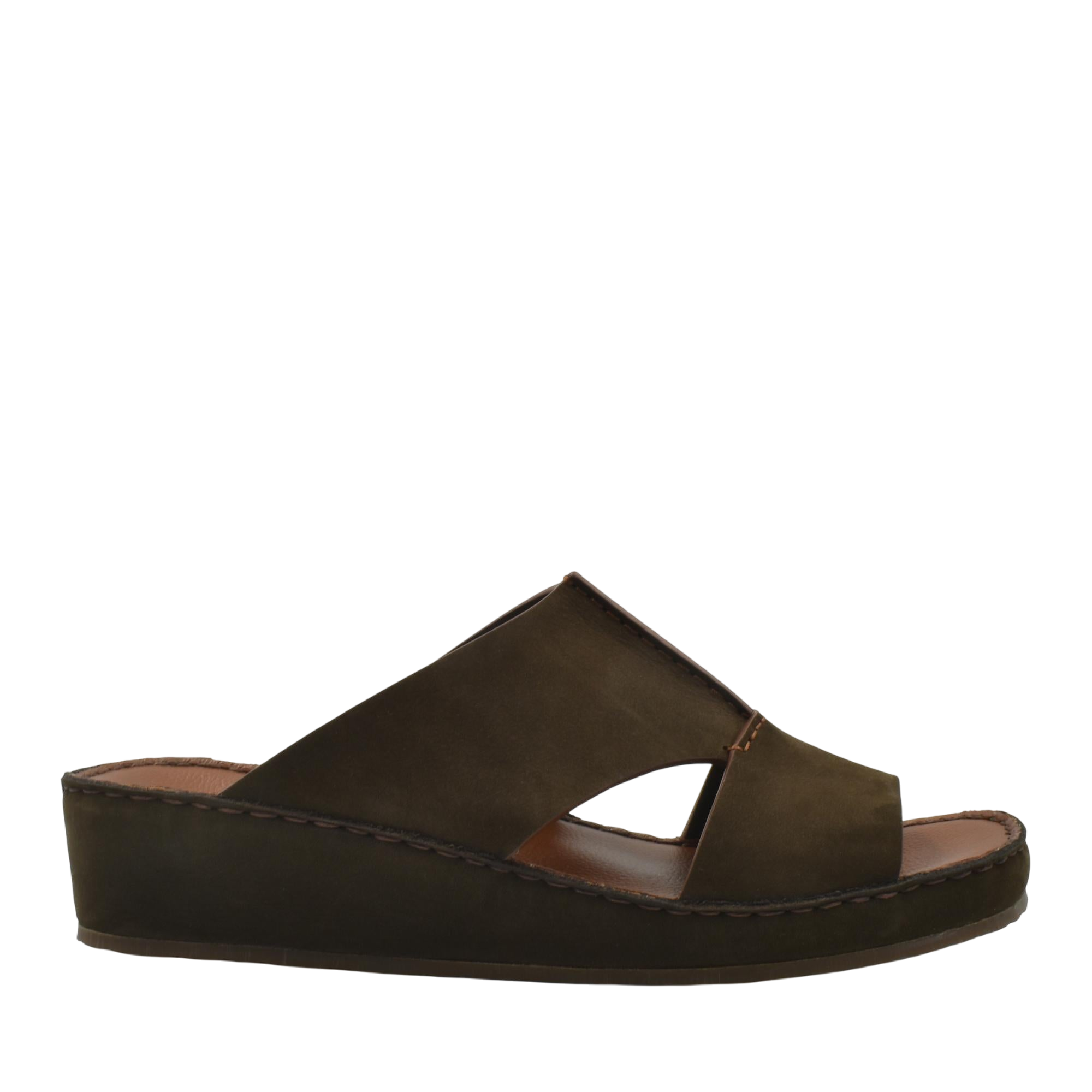 Brown luxury nubuck sandals with open toe and cushioned wedge sole for comfortable wear
