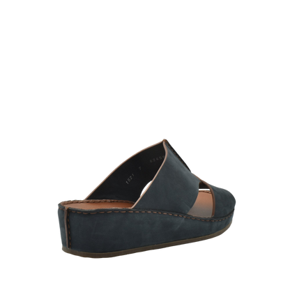 Black wedge luxury nubuck sandals with open toe and slip-on design for comfortable wear