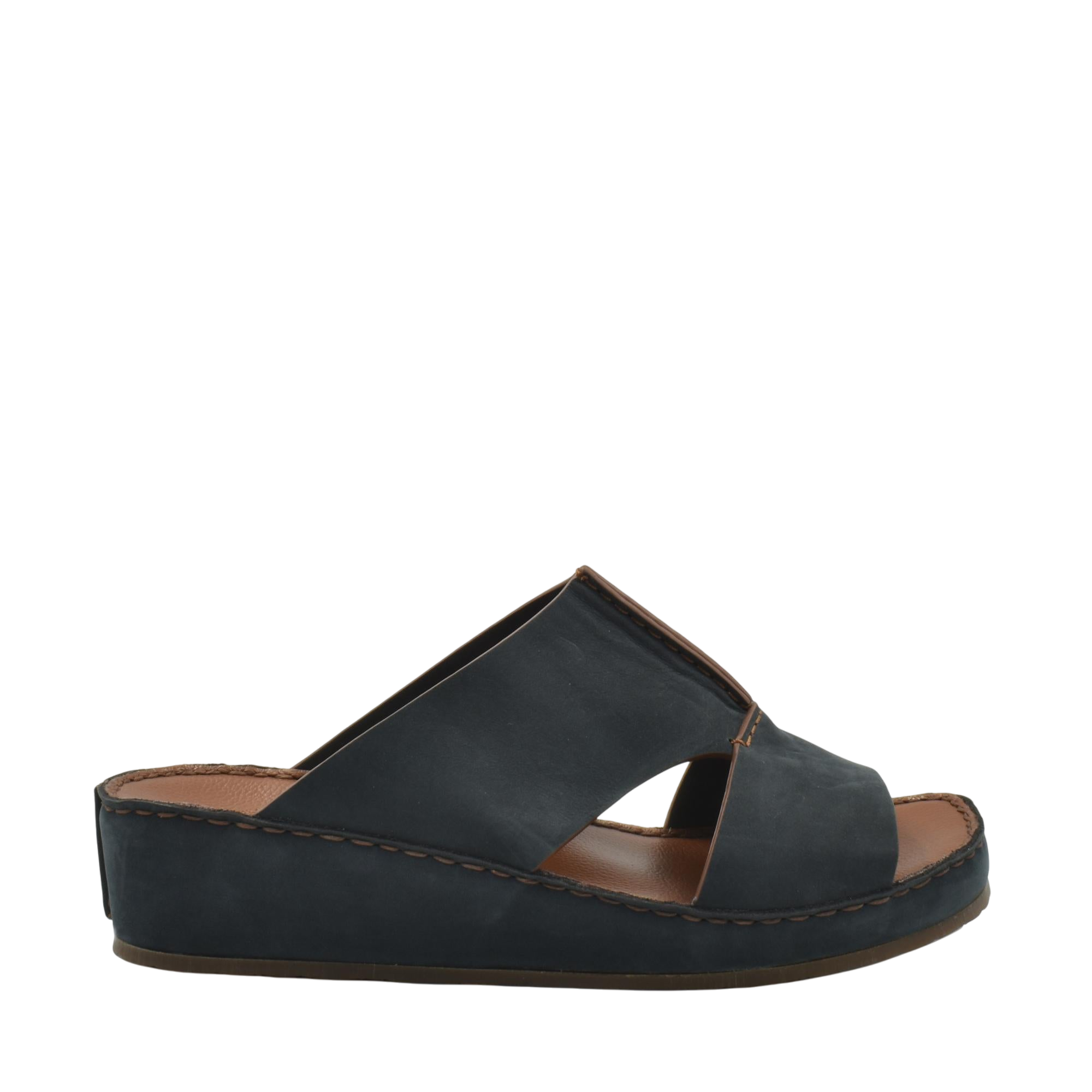 Black luxury nubuck sandals with open toe and wedge heel from Private Collection