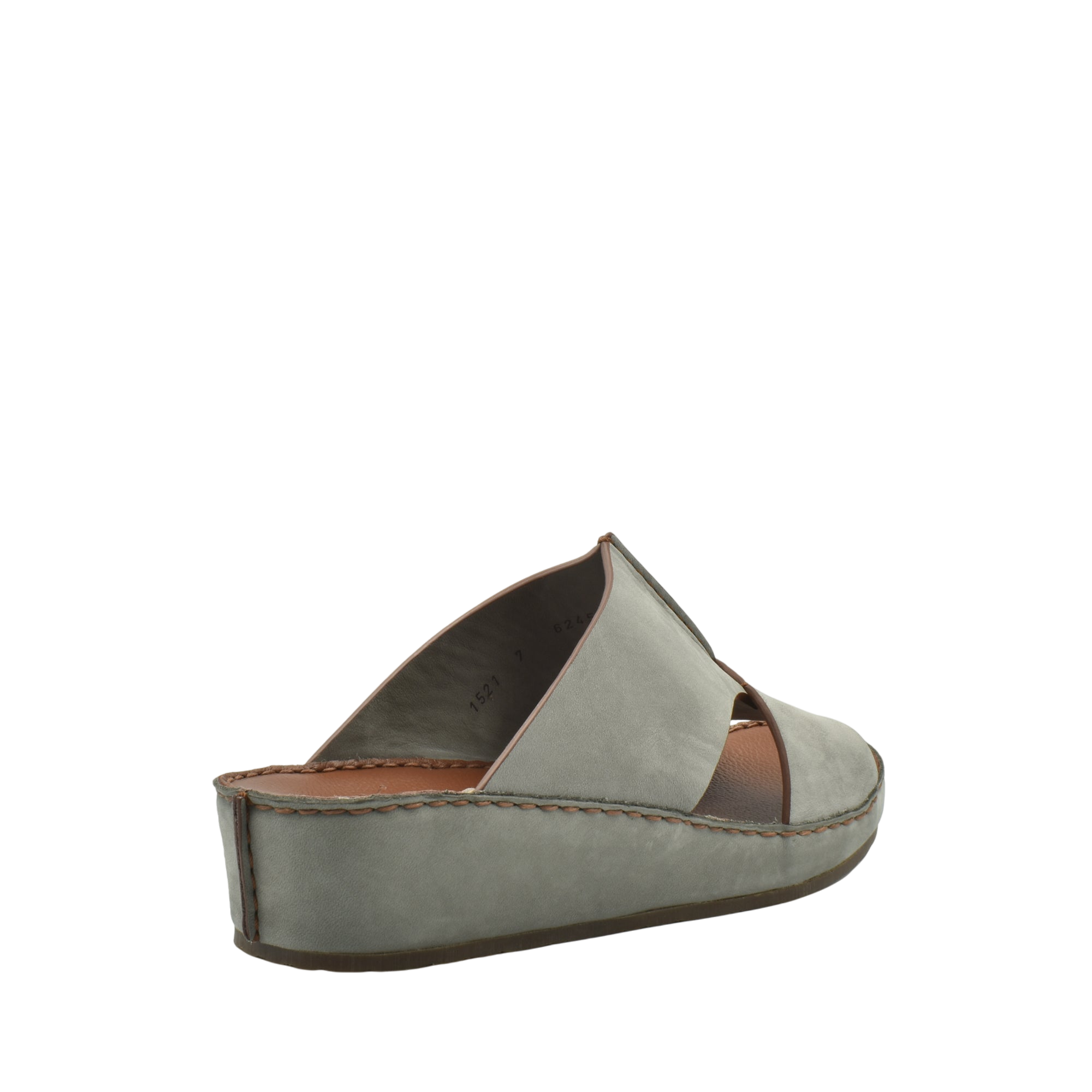 Private collection luxury nubuck sandals in gray with wedge sole and open toe design