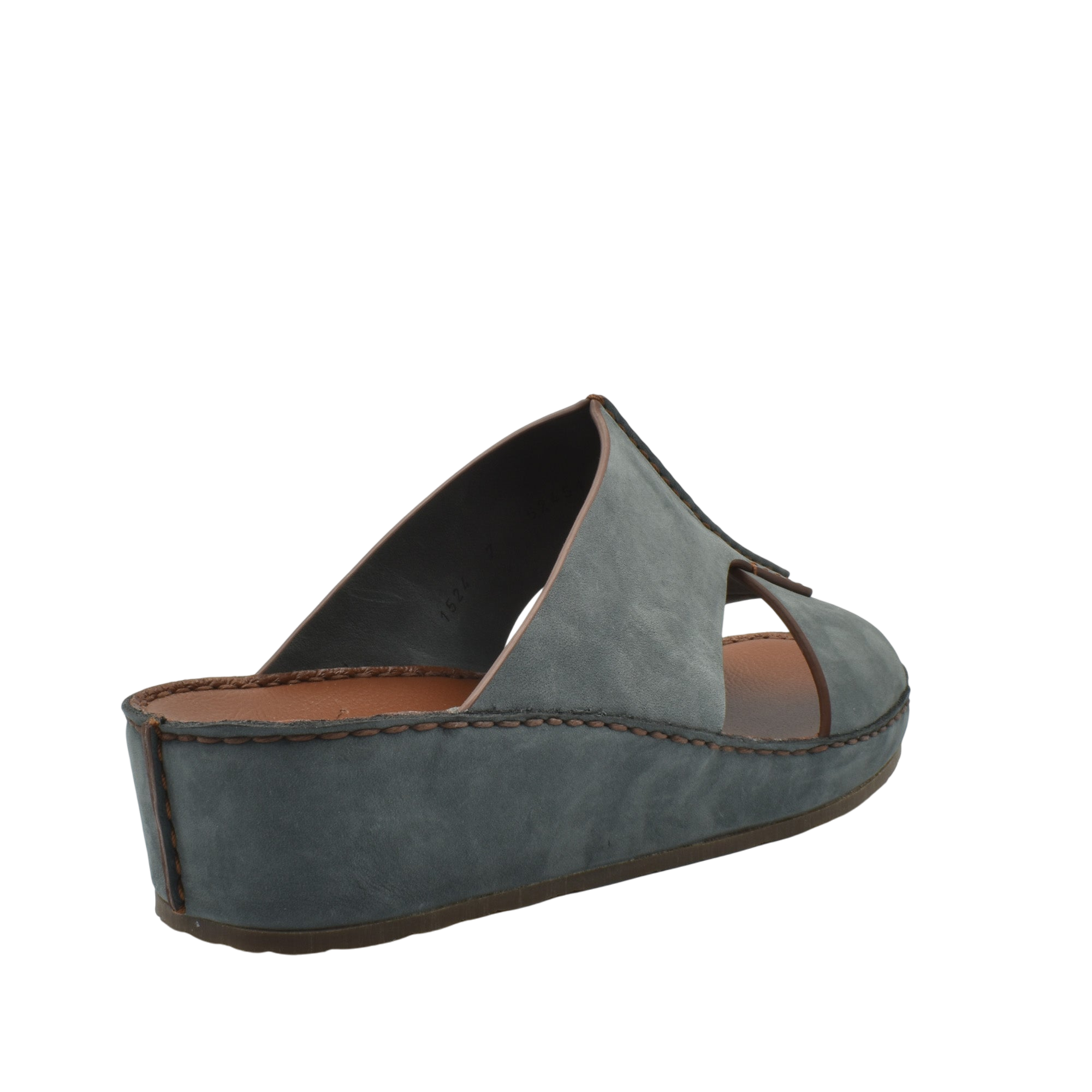Gray luxury nubuck slides with open toe and cushioned platform sole for comfortable wear