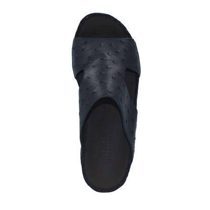 Black luxury ostrich sandals with textured leather upper and open toe design