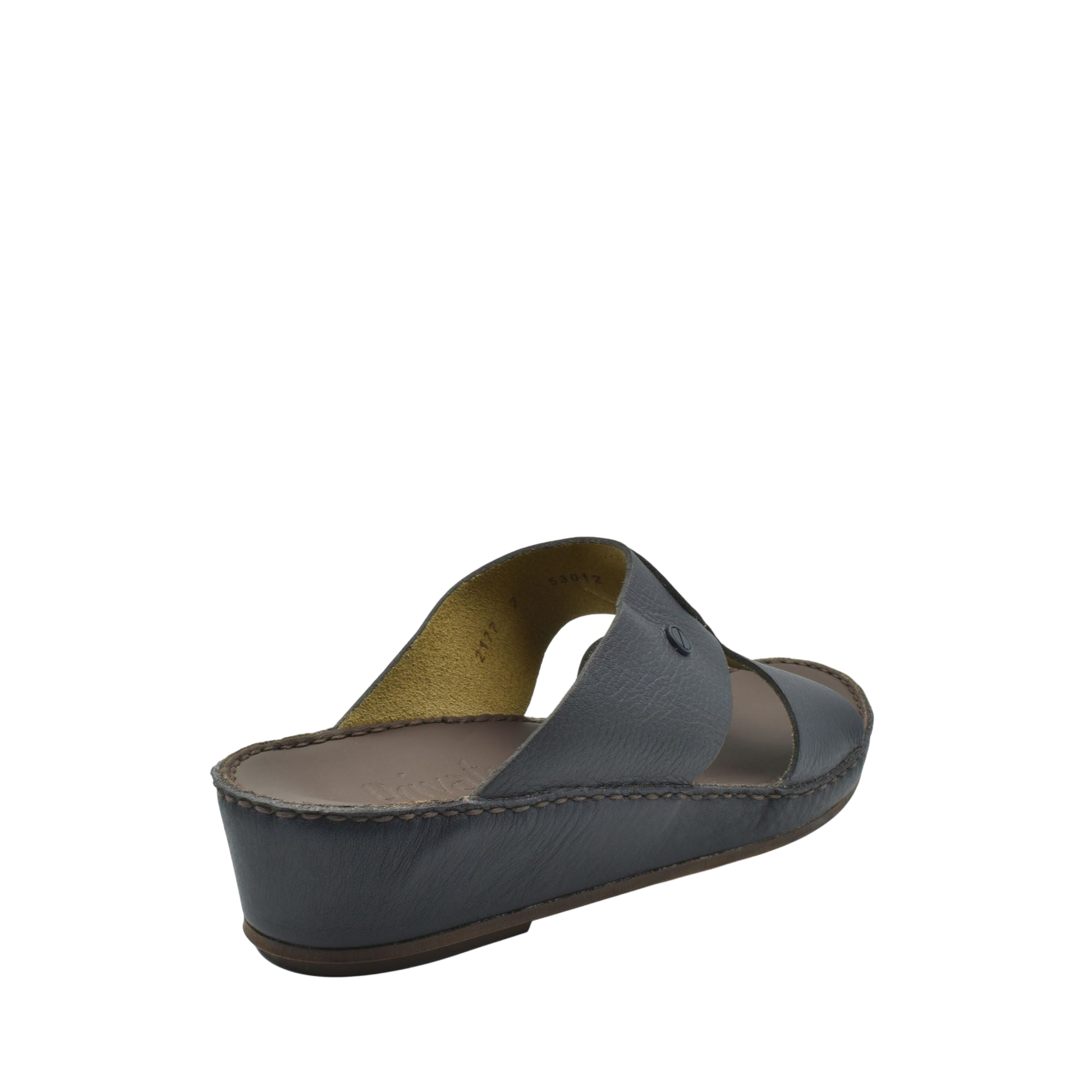 Black leather slip-on wedge sandal from Private Collection luxury slip-on footwear