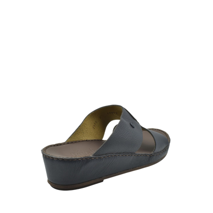 Black leather slip-on wedge sandal from Private Collection luxury slip-on footwear