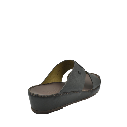 Gray luxury slip-on footwear with leather upper and cushioned sole from private collection