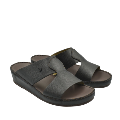 Private collection gray luxury slip-on footwear with cushioned sole and open toe design