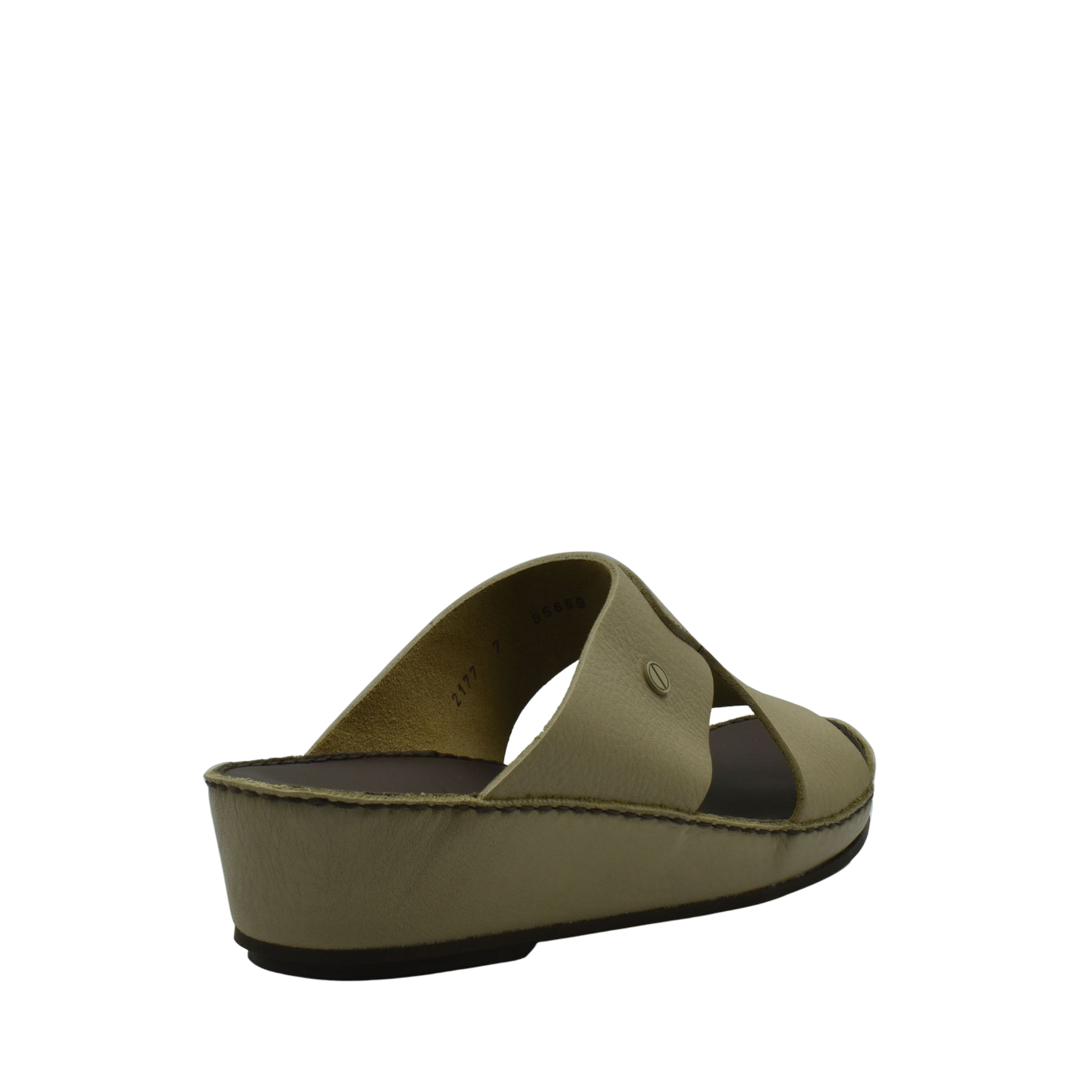 Beige luxury slip-on footwear with cushioned sole and open toe design from private collection