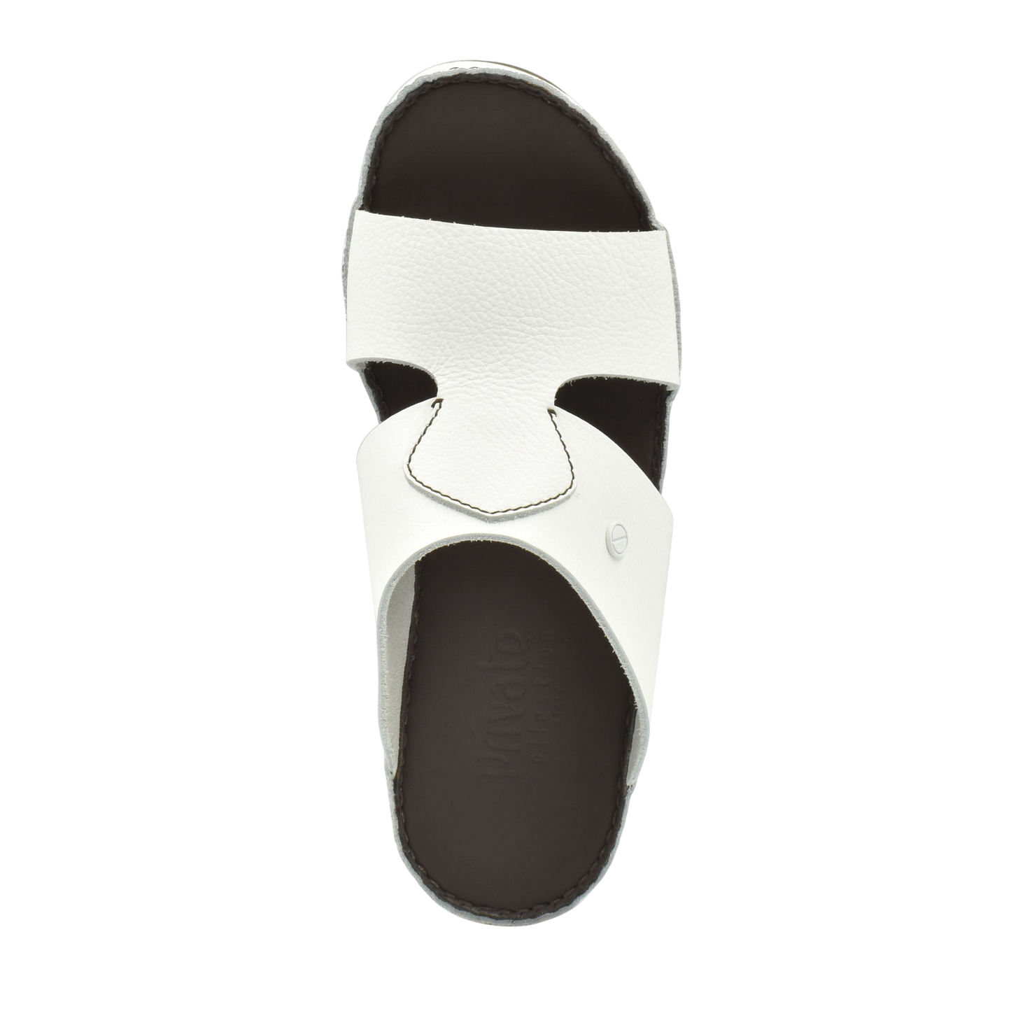 White luxury slip-on footwear with textured upper and dark cushioned footbed from Private Collection
