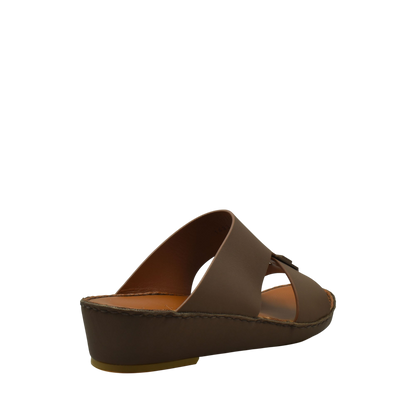Brown Manetta Rubbercalf sandals with wedge heel and open toe design from Private collection