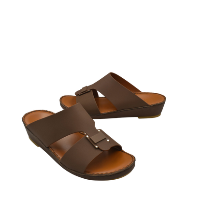 Brown Manetta Rubbercalf sandals with adjustable strap and cushioned sole for comfort