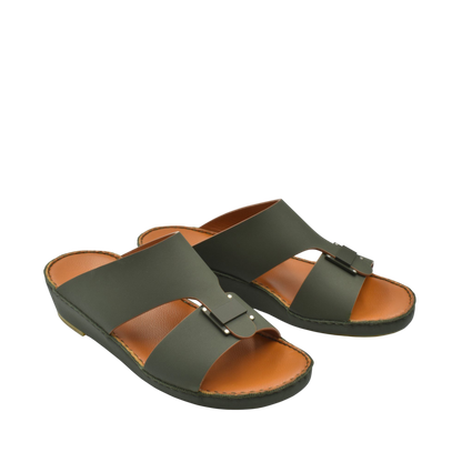 Pair of green Manetta Rubbercalf sandals with open toe and slip-on design