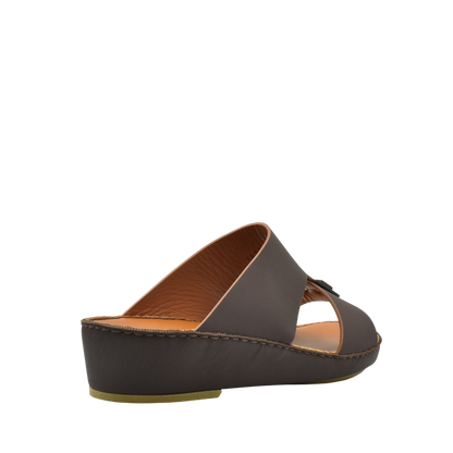 Brown Manetta Rubbercalf sandals with open toe and wedge sole from Private collection