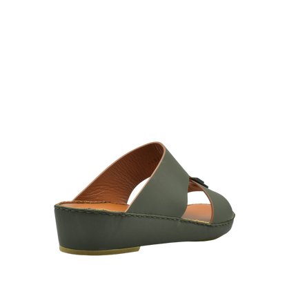 Green Manetta Rubbercalf sandals with open toe and wedge heel from Private collection