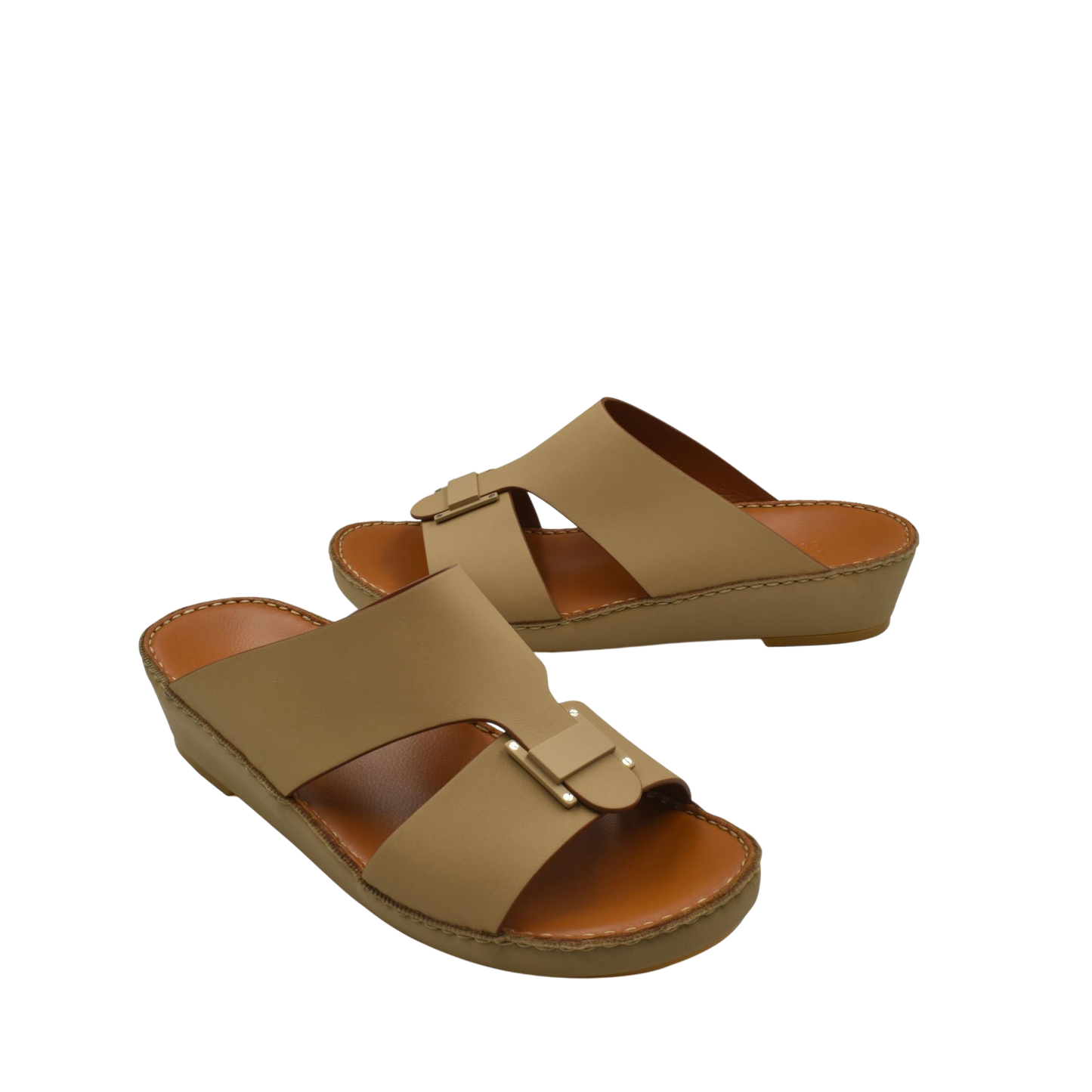 Manetta Rubbercalf sandals taupe open-toe slip-on wedge sandals with adjustable buckle straps