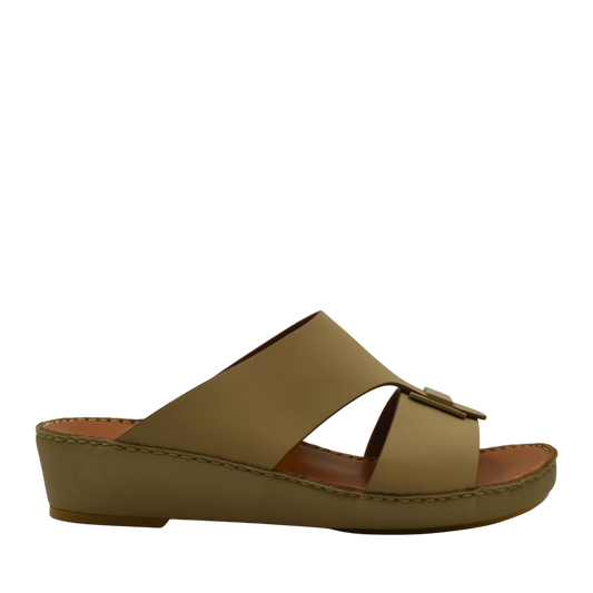 Manetta Rubbercalf sandals brown open-toe wedge slip-on sandals with buckle detail