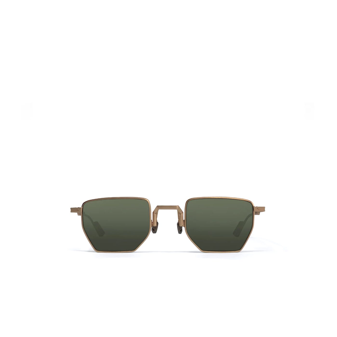 Luxury eyewear rose gold square frame sunglasses with dark green lenses from Private Collection
