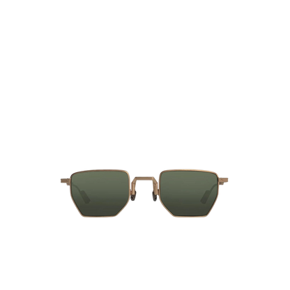 Luxury eyewear rose gold square frame sunglasses with dark green lenses from Private Collection