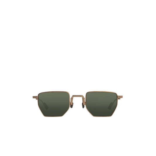 Luxury eyewear rose gold square frame sunglasses with dark green lenses from Private Collection