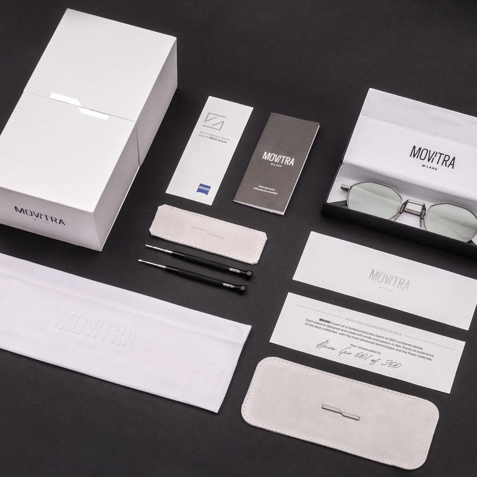 Luxury eyewear rose gold sunglasses with white branded box and accessories from Private collection
