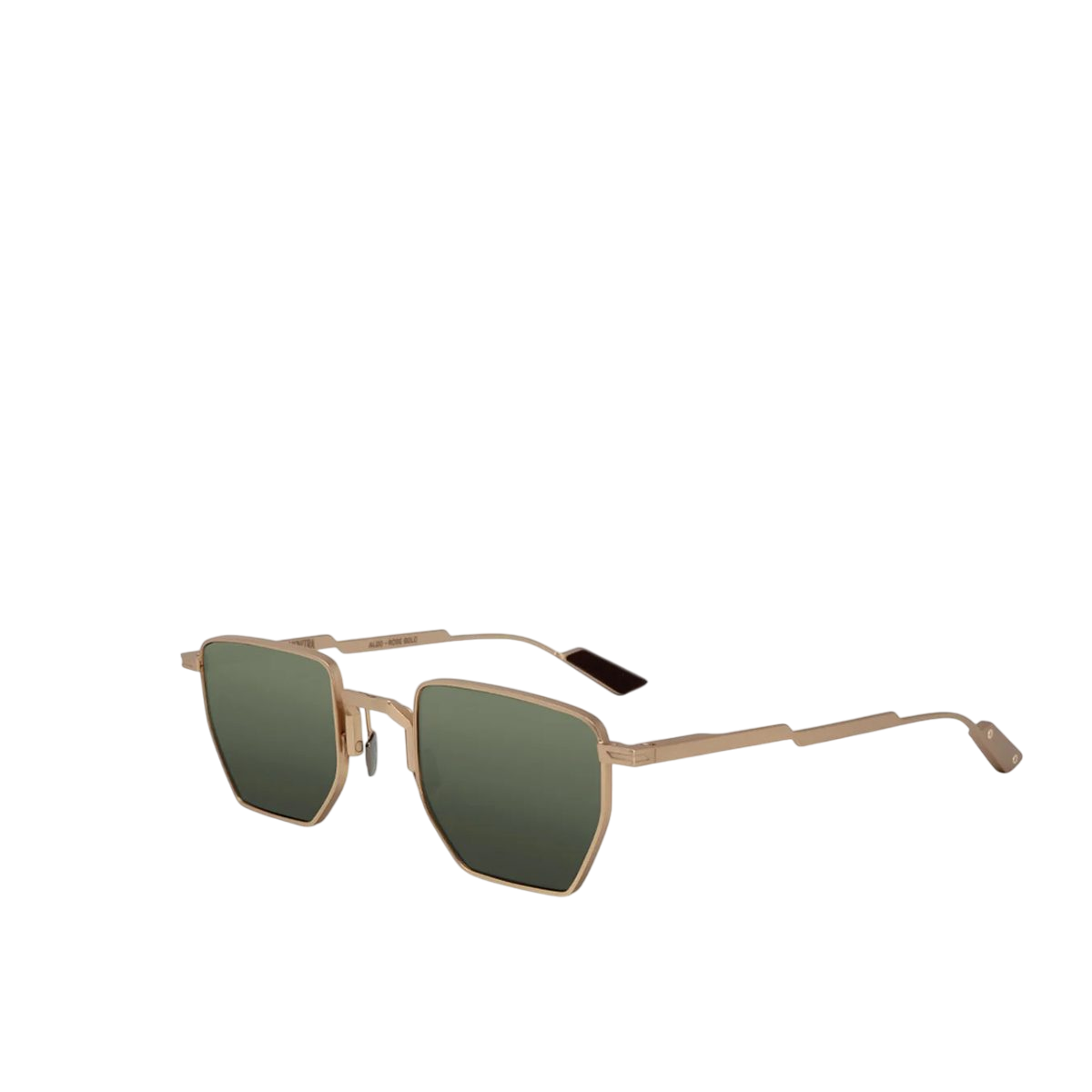 Luxury eyewear rose gold framed sunglasses with green tinted lenses from private collection