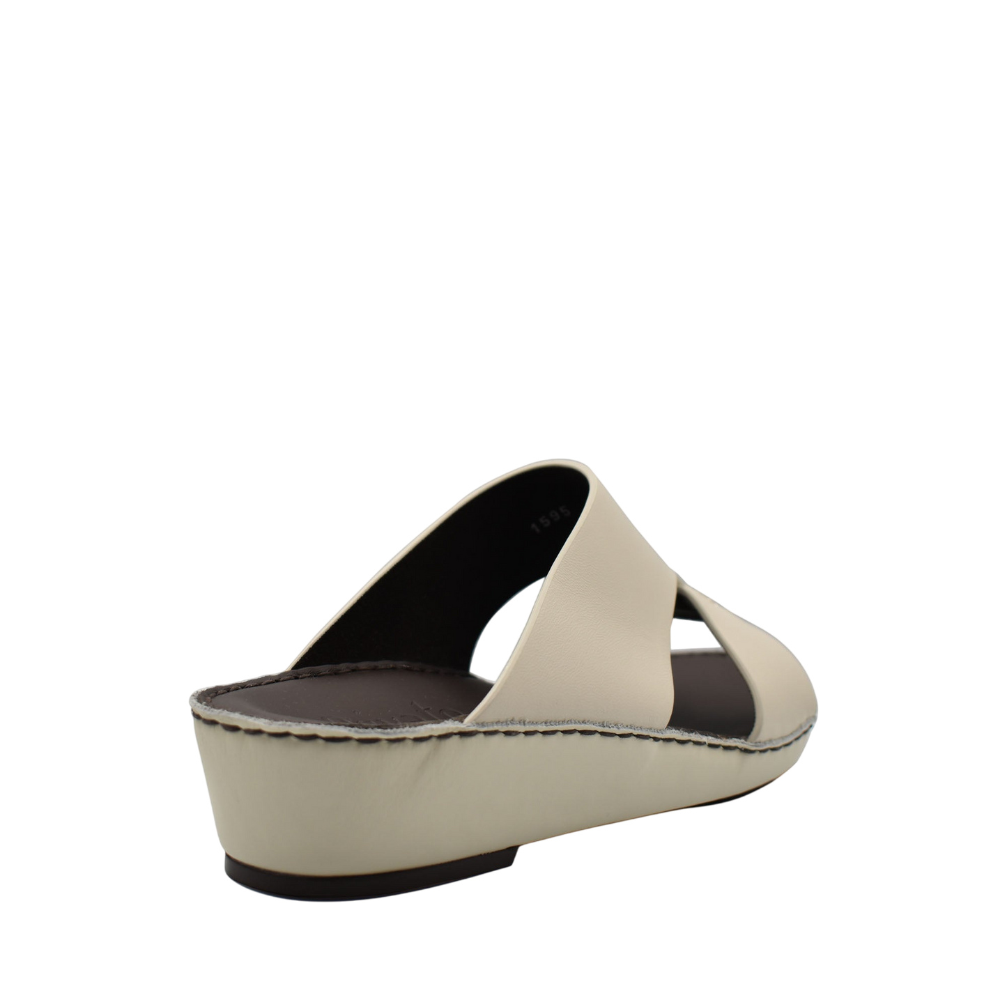 Beige Nappa leather sandals with a wedge sole and open toe from Private collection