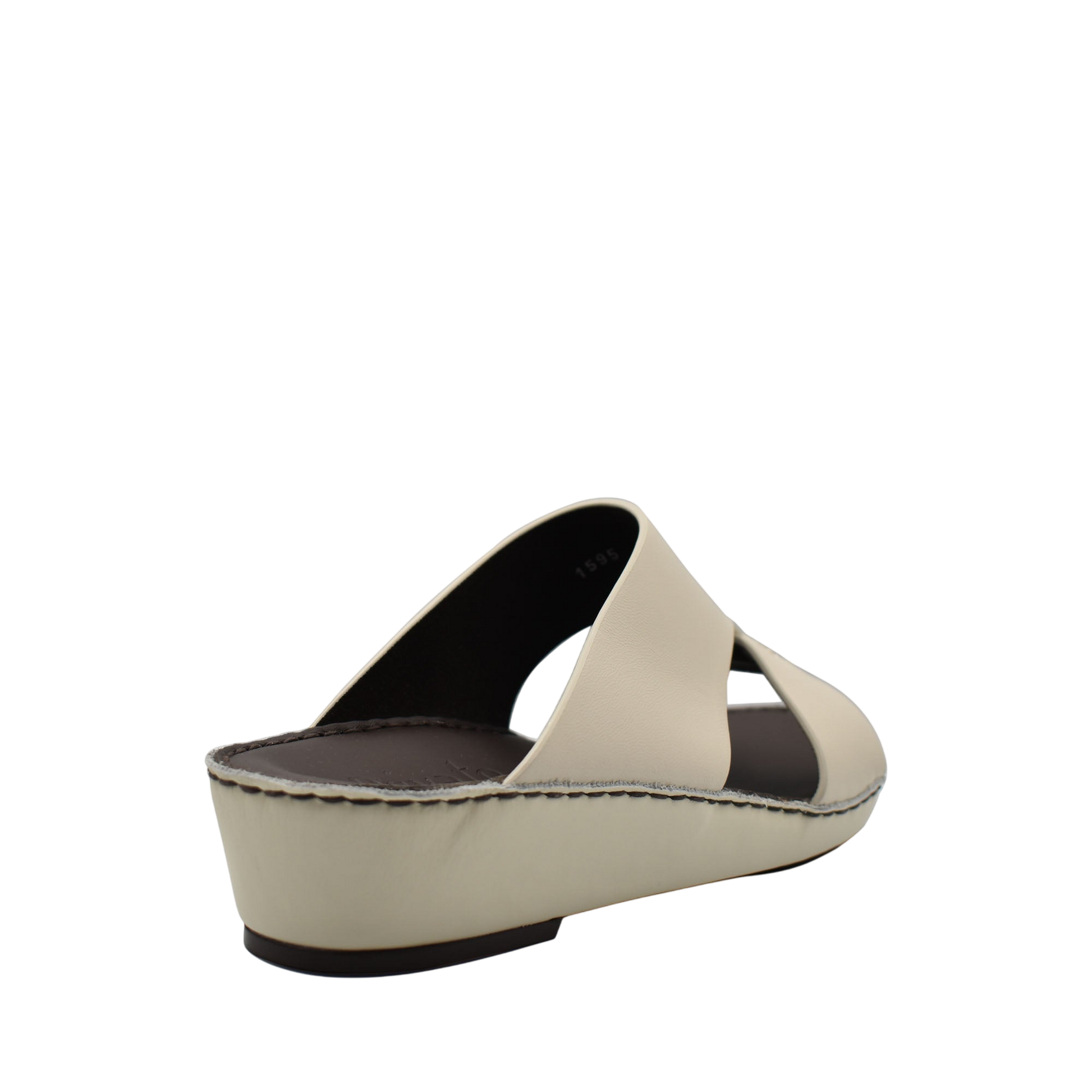 Beige Nappa leather sandals with a wedge sole and open toe from Private collection