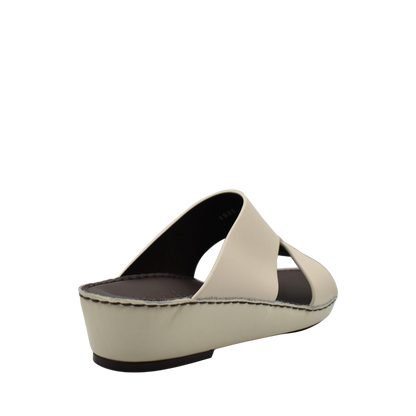 Beige Nappa leather sandals with a wedge sole and open toe from Private collection