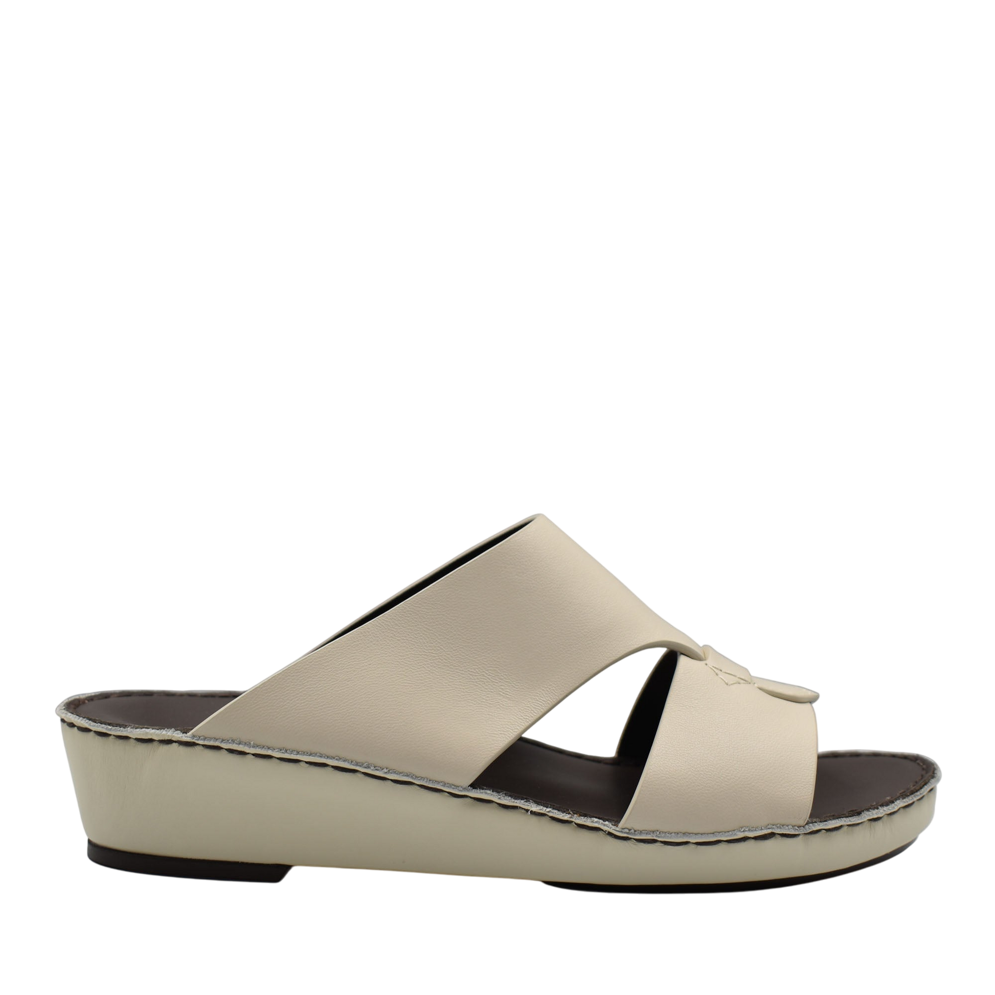 Beige Nappa leather sandals with open toe and wedge sole from Private Collection