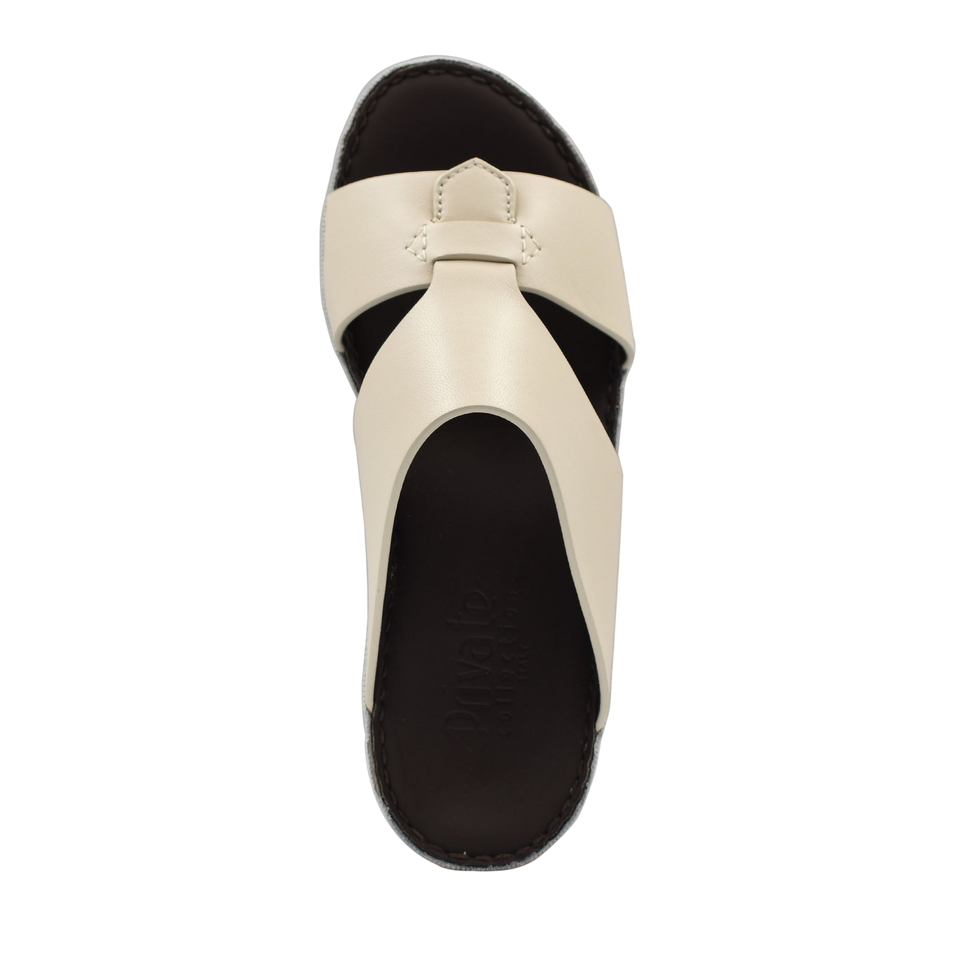 Cream color Nappa leather sandals with open toe and comfortable cushioned sole