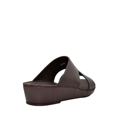 Brown Nappa leather sandals with a wedge sole and open toe design from Private collection