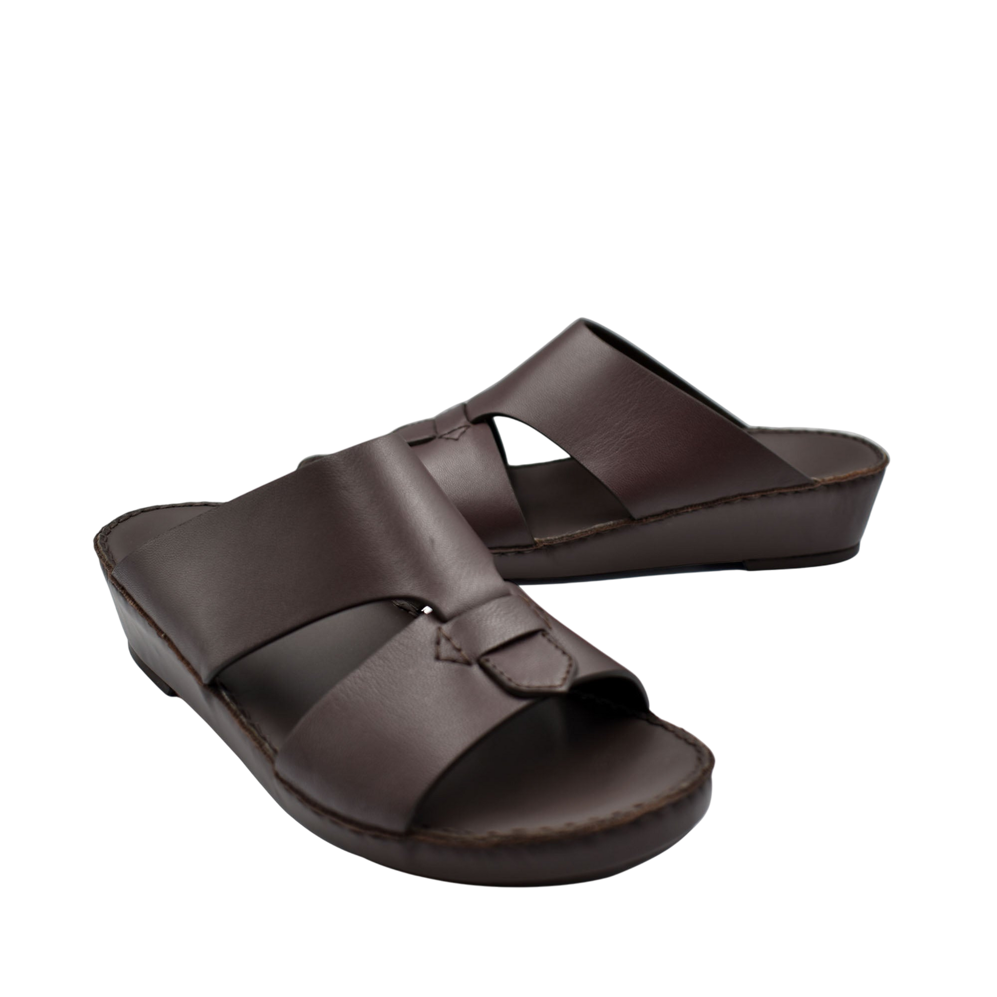 Brown Nappa leather sandals with open toe and cushioned sole from Private collection