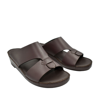 Brown Nappa leather sandals with open toe and wide straps for comfortable casual wear