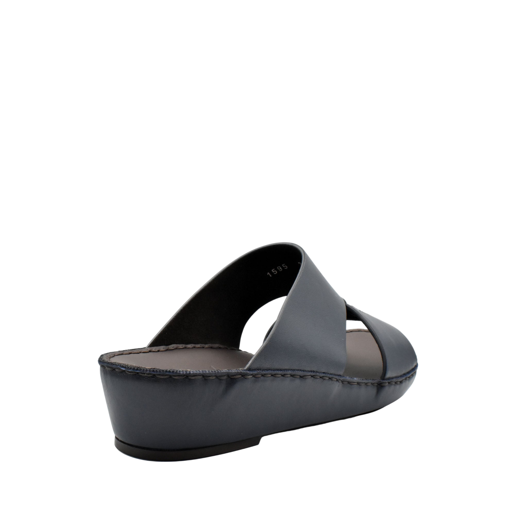 Black Nappa leather sandals with open toe and cushioned sole from private collection