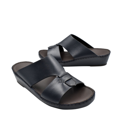 Black Nappa leather sandals with open toe and adjustable straps for comfortable summer wear