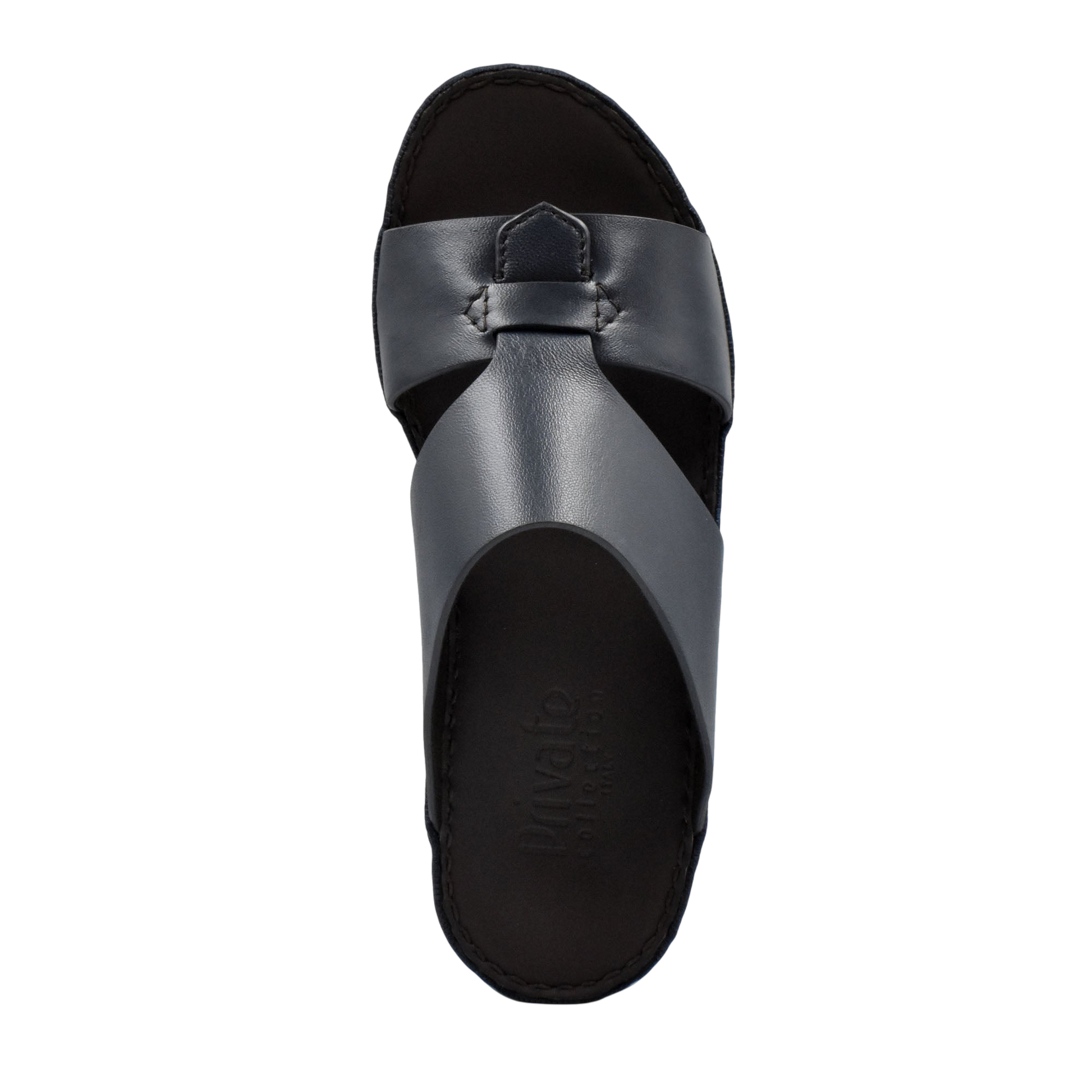 Black Nappa leather sandals with wide crisscross straps from Private collection