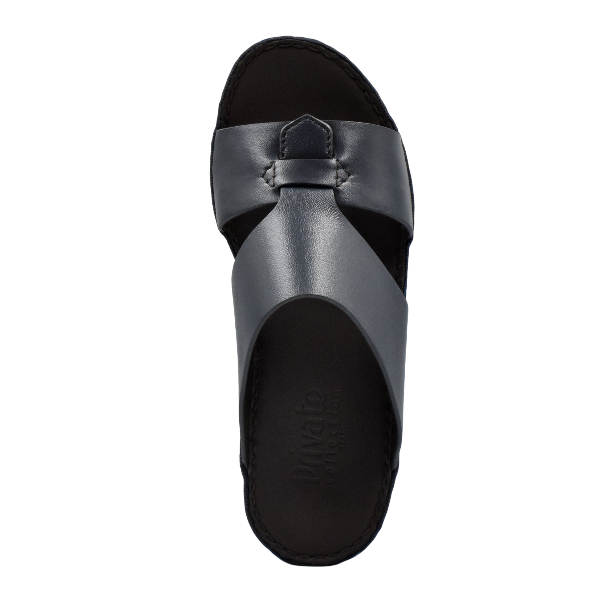 Black Nappa leather sandals with wide crisscross straps from Private collection