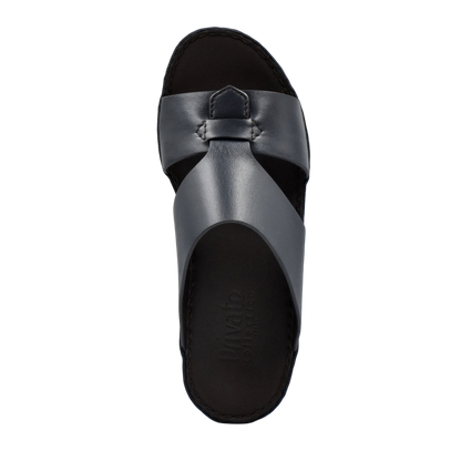 Black Nappa leather sandals with wide crisscross straps from Private collection