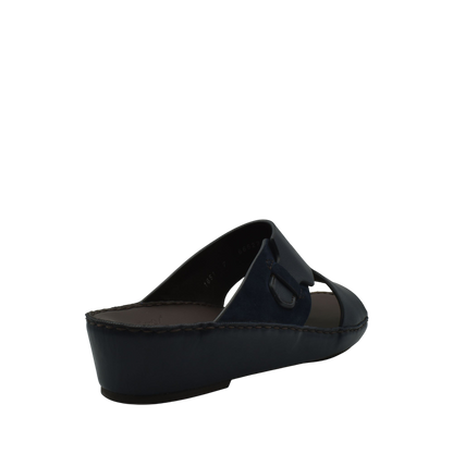 Black nappa suede slide sandals with cushioned sole and open toe design