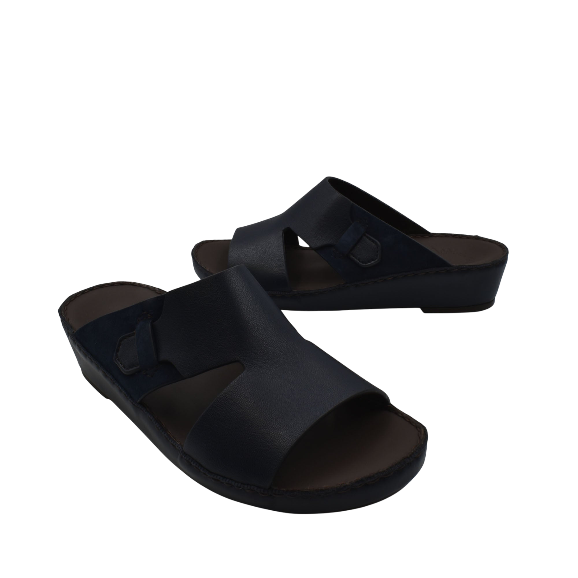 Black nappa suede slide sandals with open toe and adjustable strap for comfortable wear