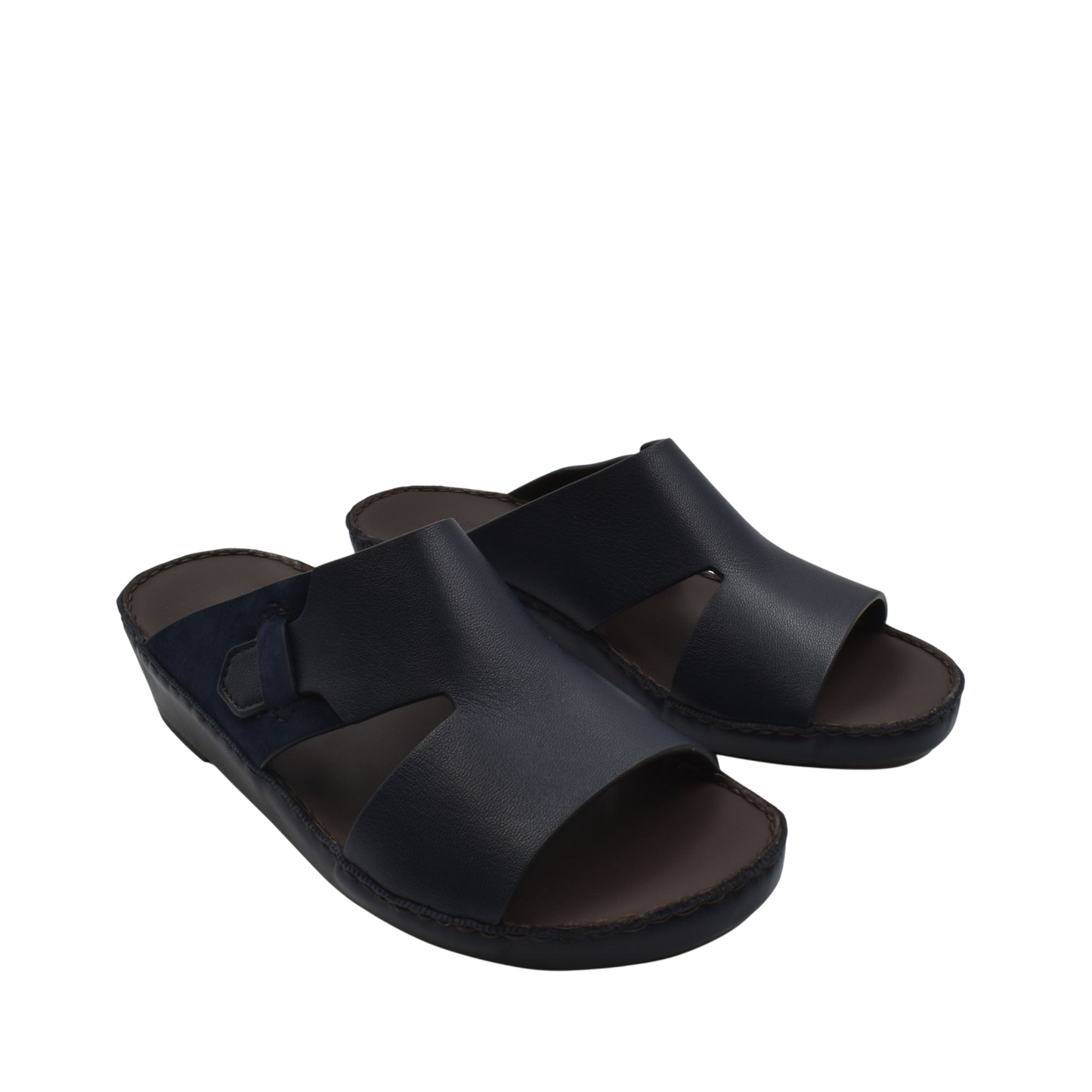 Black nappa suede slide sandals with open toe and cushioned sole from private collection