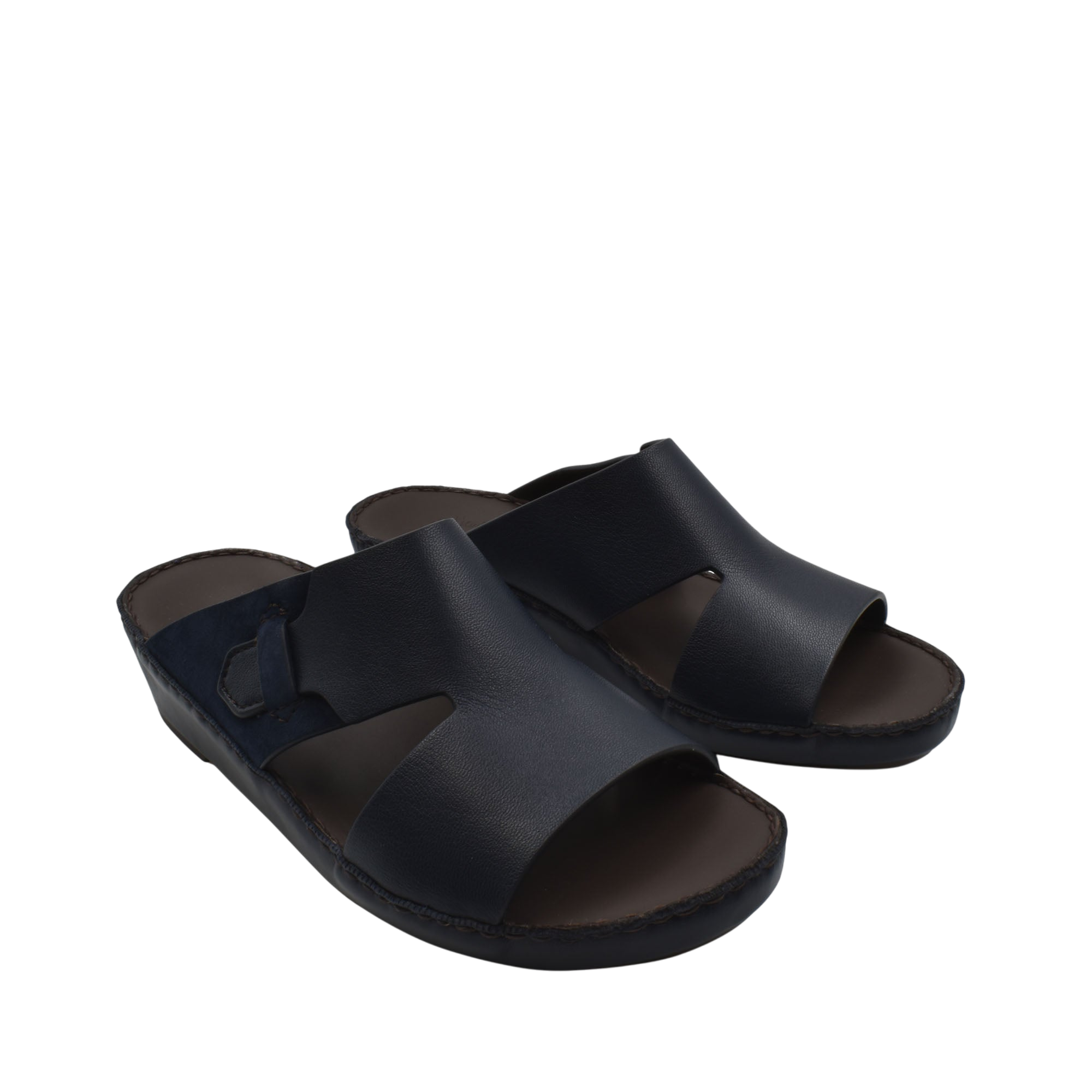 Black nappa suede slide sandals with open toe and cushioned sole from private collection