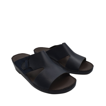 Black nappa suede slide sandals with open toe and cushioned sole from private collection