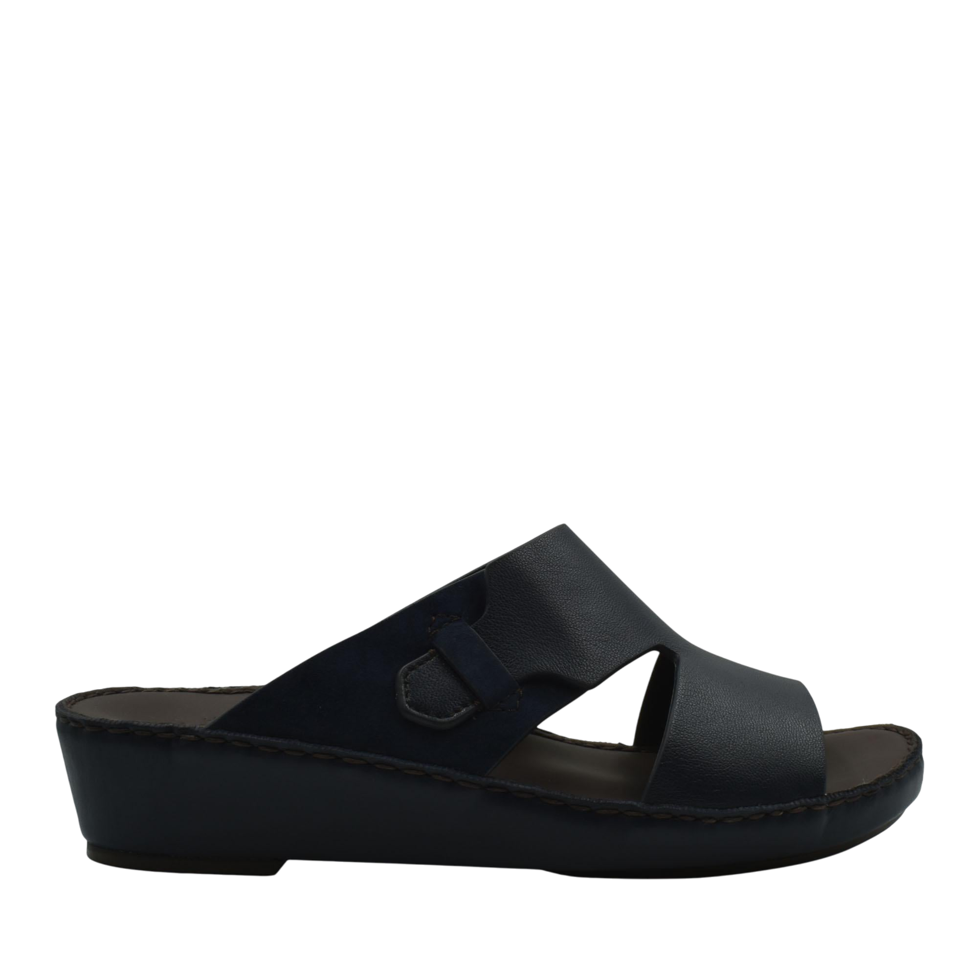 Black nappa suede slide sandals with open toe and comfortable wedge sole