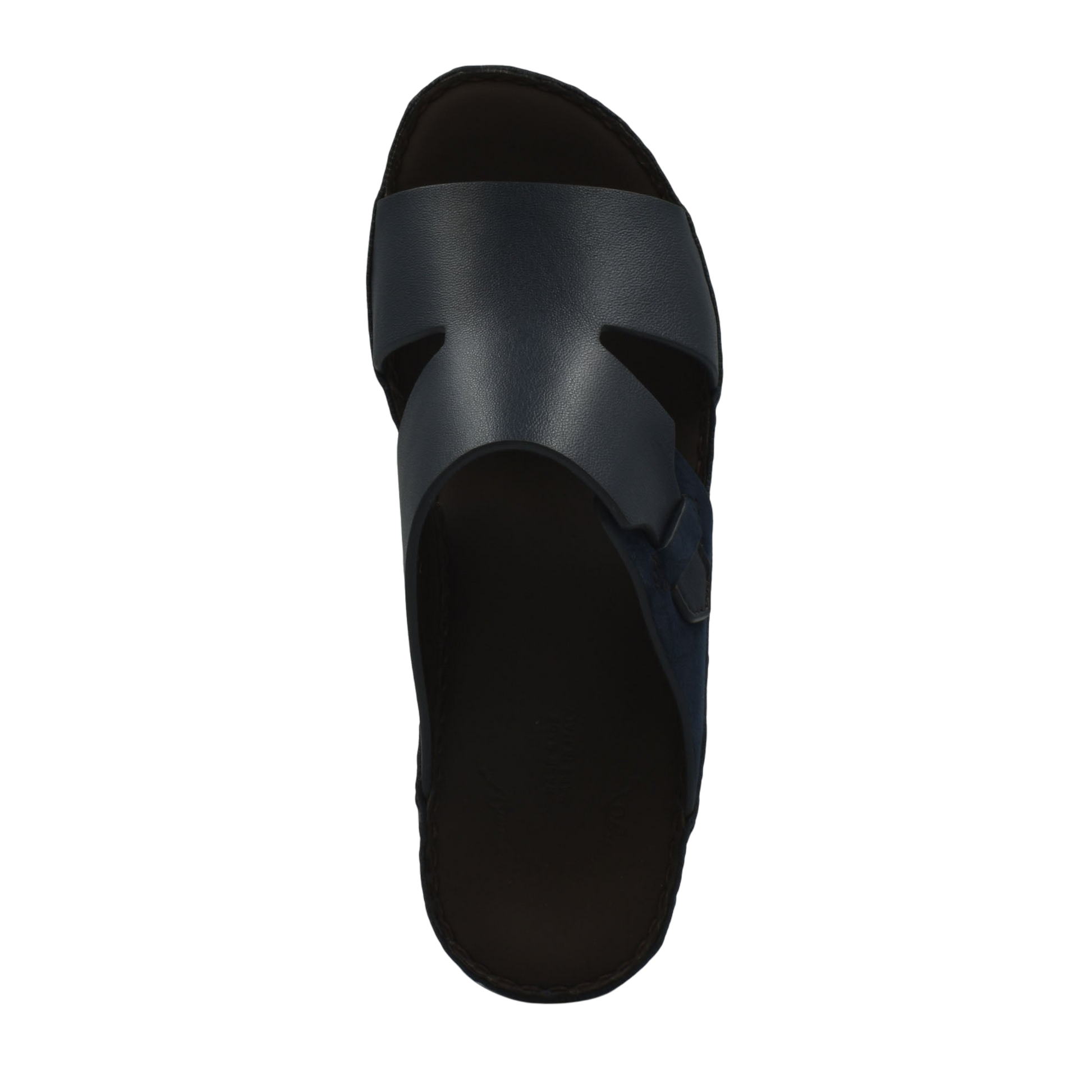 Black nappa suede slide sandals with cutout design and cushioned footbed for comfort