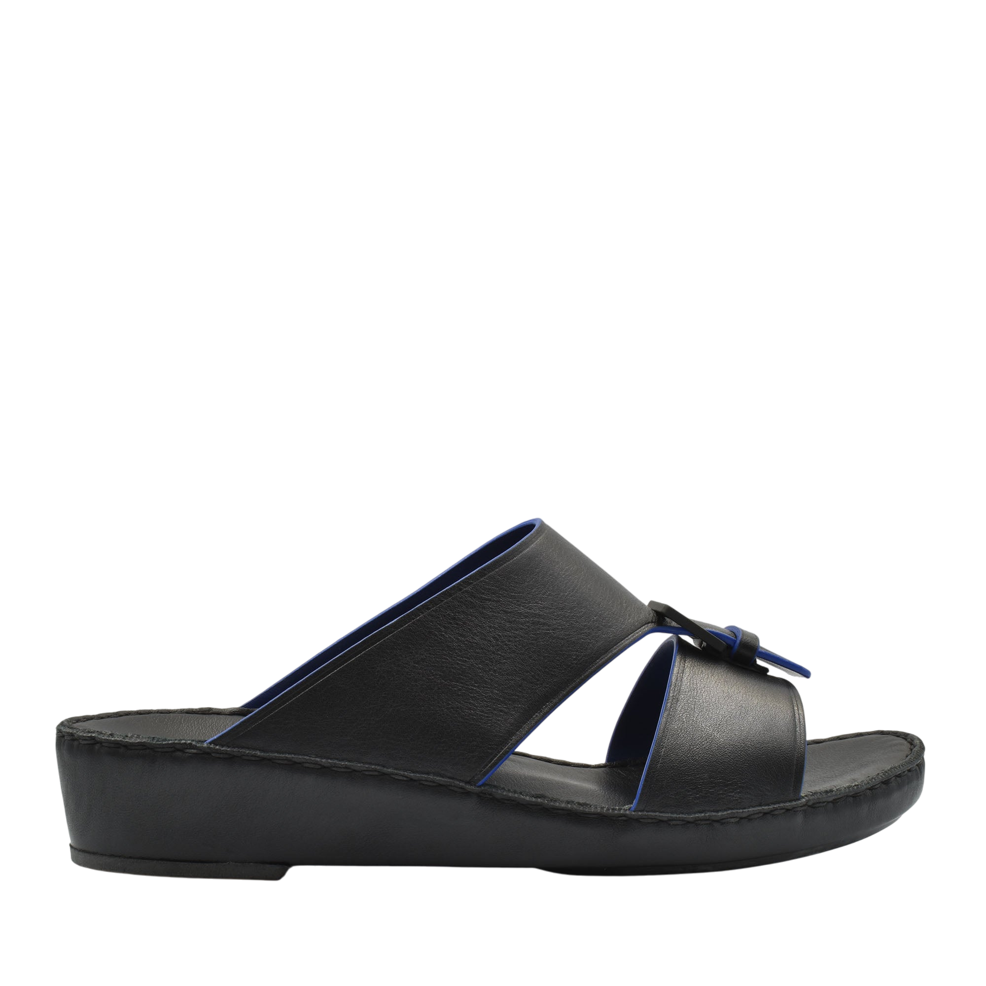 Black natural contrast sandals with slip-on design and cushioned sole from Private Collection