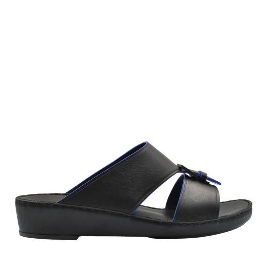 Black natural contrast sandals with slip-on design and cushioned sole from Private Collection
