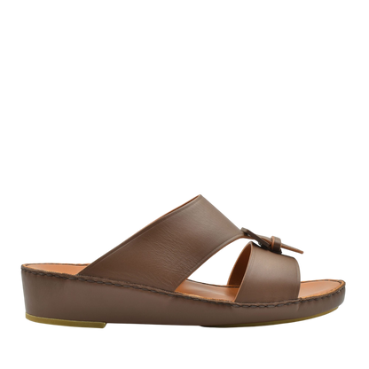 Brown natural contrast sandals with a slip-on design and a comfortable cushioned sole