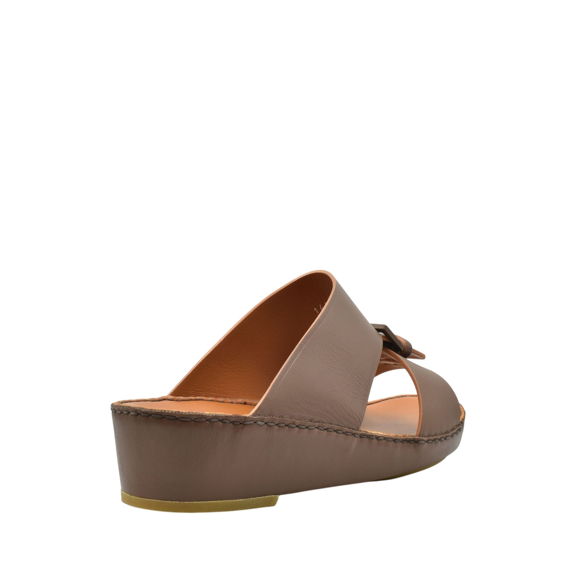 Brown natural contrast sandals with wedge heel and adjustable buckle from Private Collection