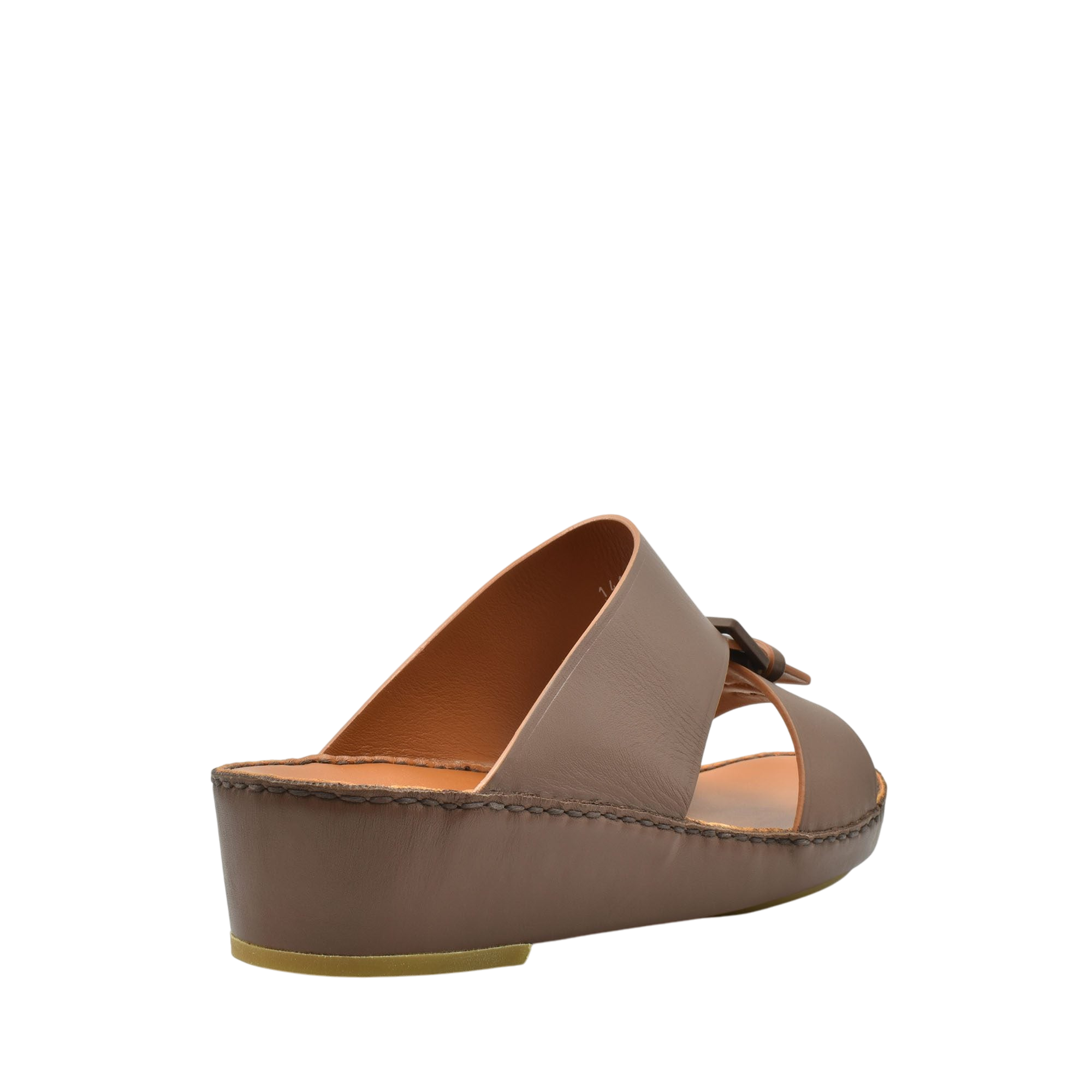 Brown natural contrast sandals with wedge heel and adjustable buckle from Private Collection