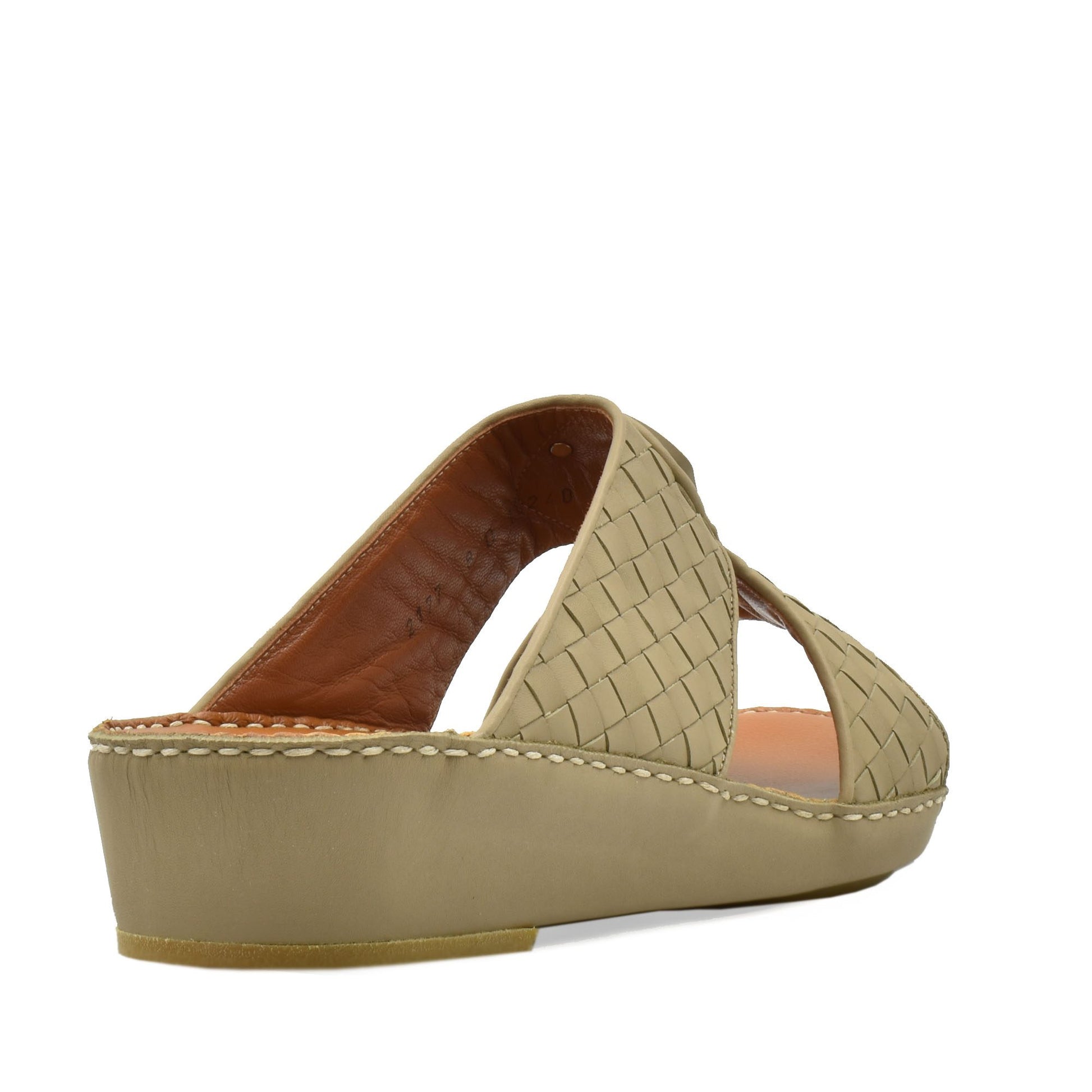 Beige Peninsula Classica Trecce sandals with woven leather upper and wedge sole